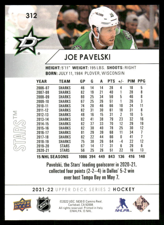 2021-22 Upper Deck #312 Joe Pavelski