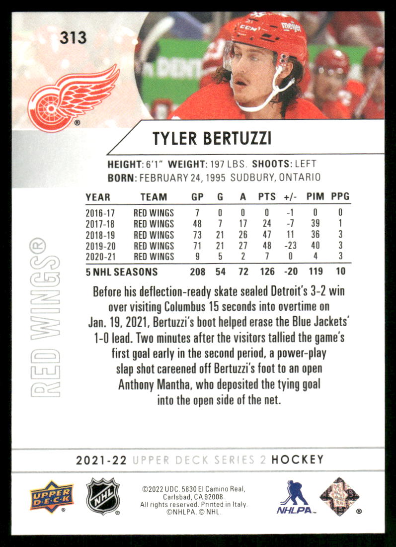2021-22 Upper Deck #313 Tyler Bertuzzi