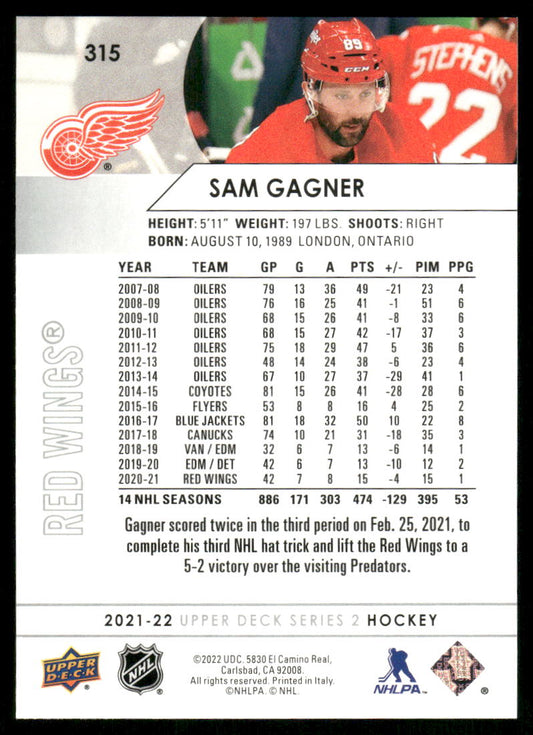 2021-22 Upper Deck #315 Sam Gagner