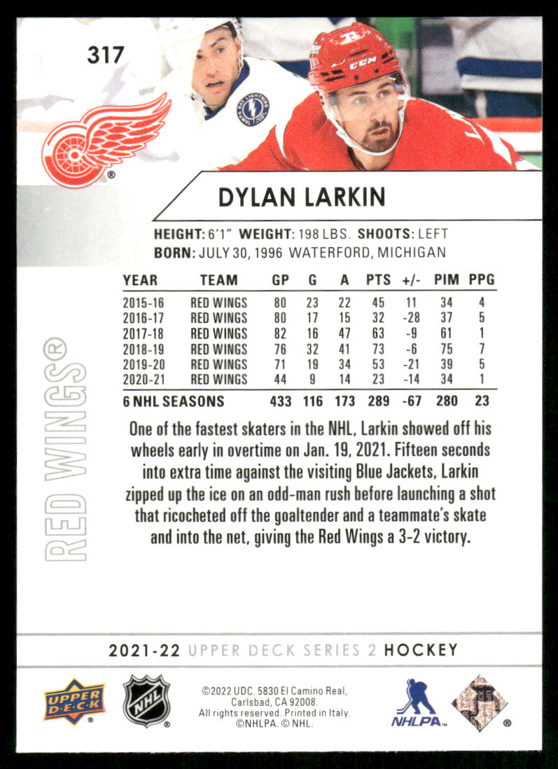 2021-22 Upper Deck #317 Dylan Larkin