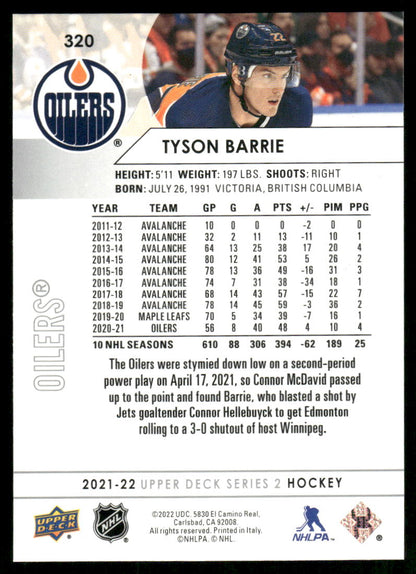 2021-22 Upper Deck #320 Tyson Barrie