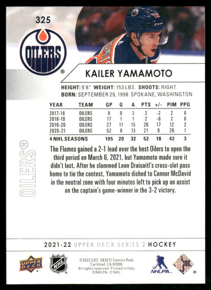 2021-22 Upper Deck #325 Kailer Yamamoto