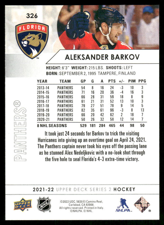 2021-22 Upper Deck #326 Aleksander Barkov