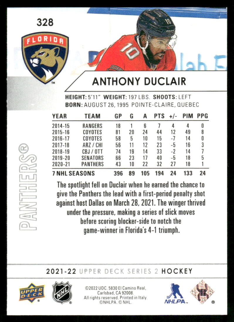 2021-22 Upper Deck #328 Anthony Duclair