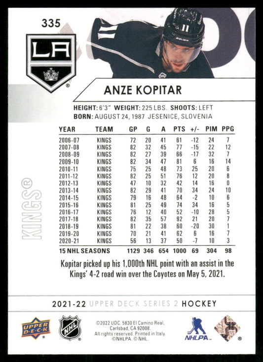 2021-22 Upper Deck #335 Anze Kopitar