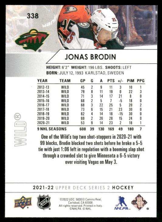 2021-22 Upper Deck #338 Jonas Brodin