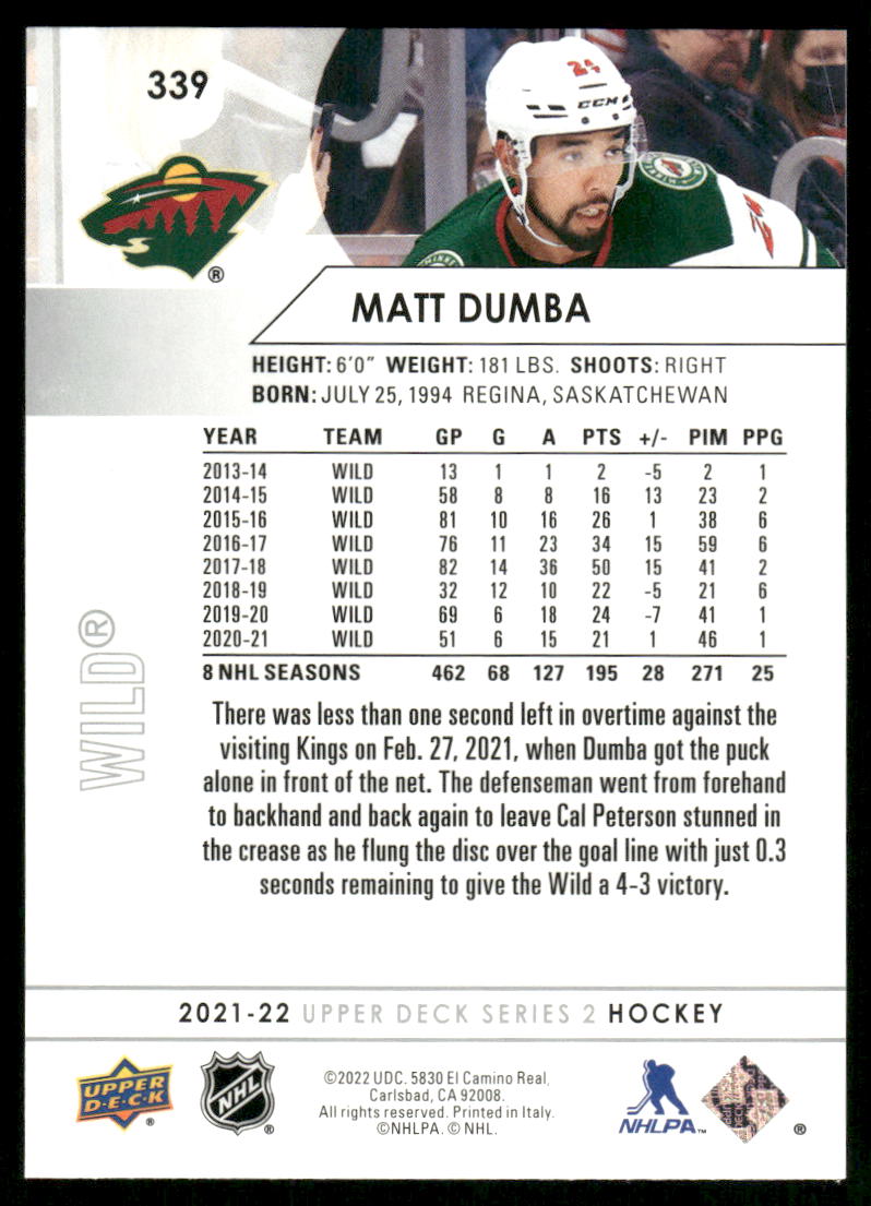 2021-22 Upper Deck #339 Matt Dumba