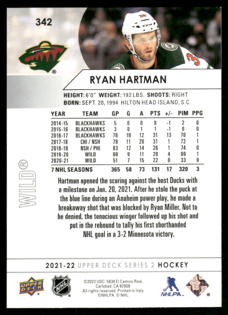 2021-22 Upper Deck #342 Ryan Hartman