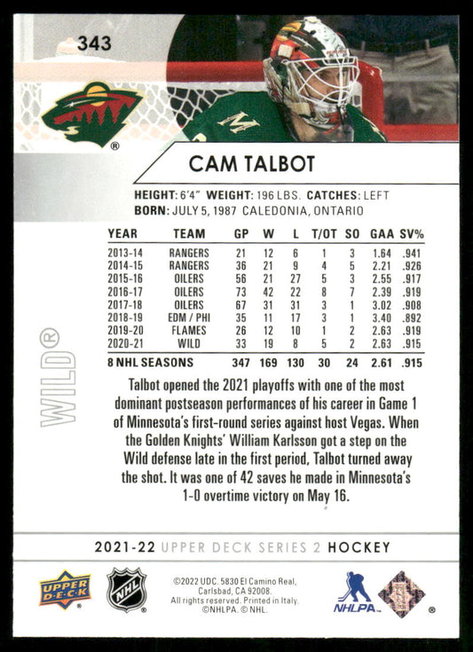 2021-22 Upper Deck #343 Cam Talbot