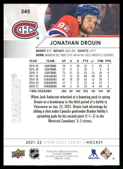 2021-22 Upper Deck #345 Jonathan Drouin