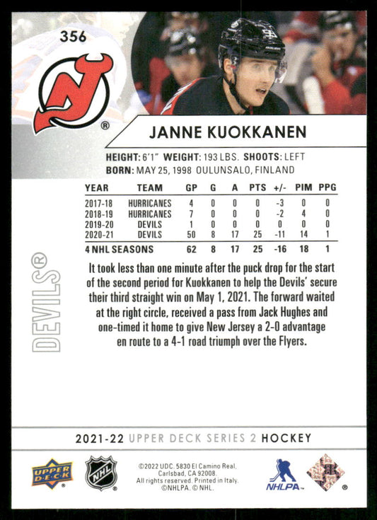 2021-22 Upper Deck #356 Janne Kuokkanen