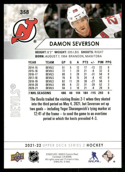2021-22 Upper Deck #358 Damon Severson