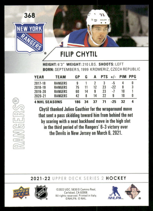 2021-22 Upper Deck #368 Filip Chytil