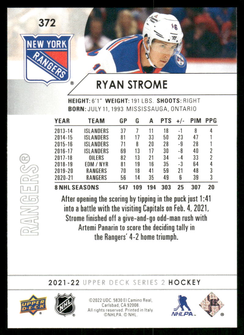 2021-22 Upper Deck #372 Ryan Strome