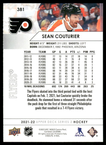 2021-22 Upper Deck #381 Sean Couturier