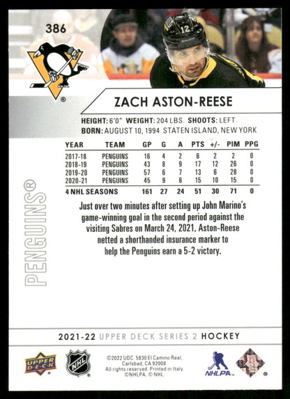 2021-22 Upper Deck #386 Zach Aston-Reese