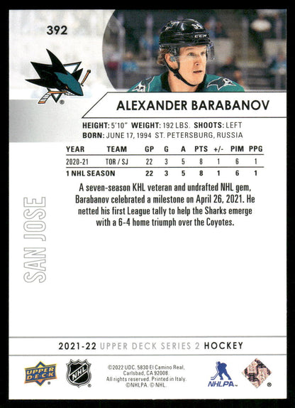 2021-22 Upper Deck #392 Alexander Barabanov