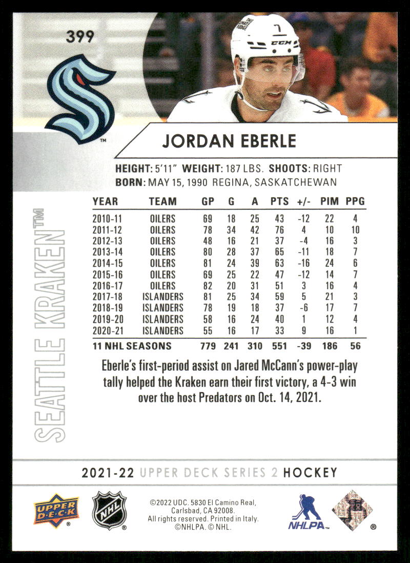 2021-22 Upper Deck #399 Jordan Eberle