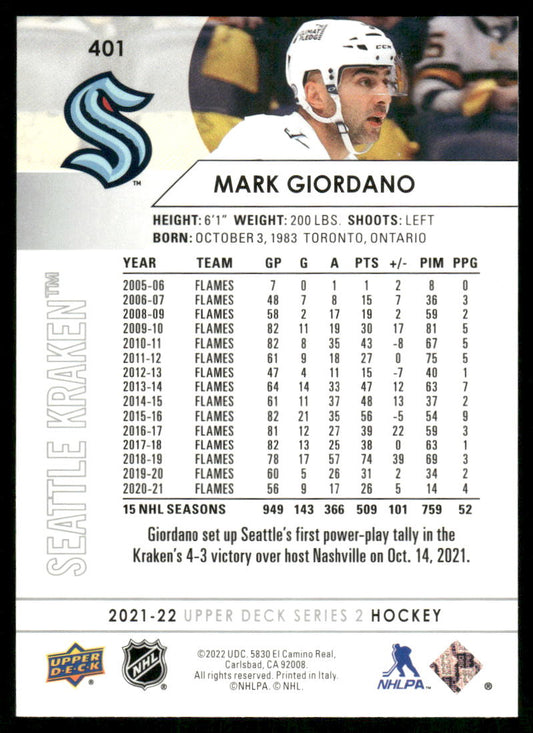 2021-22 Upper Deck #401 Mark Giordano