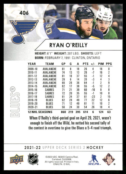 2021-22 Upper Deck #406 Ryan O'Reilly