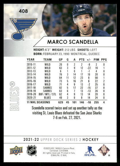 2021-22 Upper Deck #408 Marco Scandella