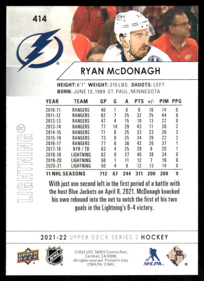2021-22 Upper Deck #414 Ryan McDonagh