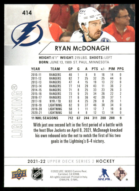 2021-22 Upper Deck #414 Ryan McDonagh