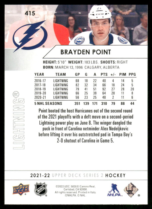 2021-22 Upper Deck #415 Brayden Point