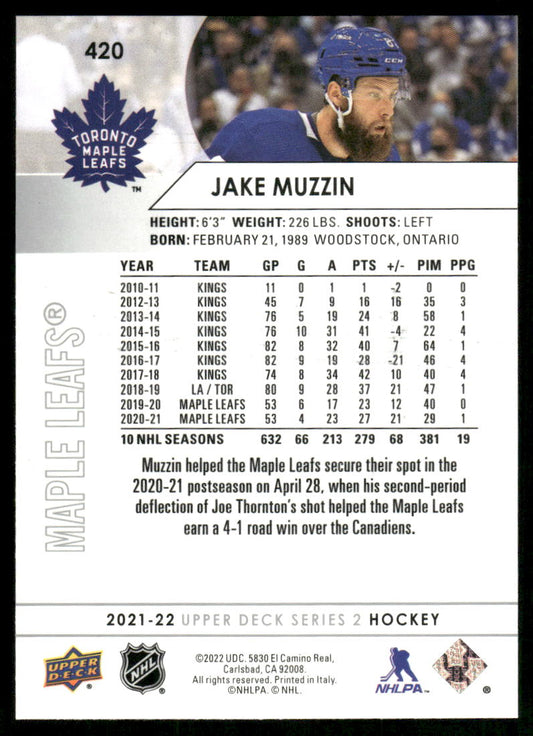2021-22 Upper Deck #420 Jake Muzzin