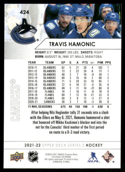 2021-22 Upper Deck #424 Travis Hamonic