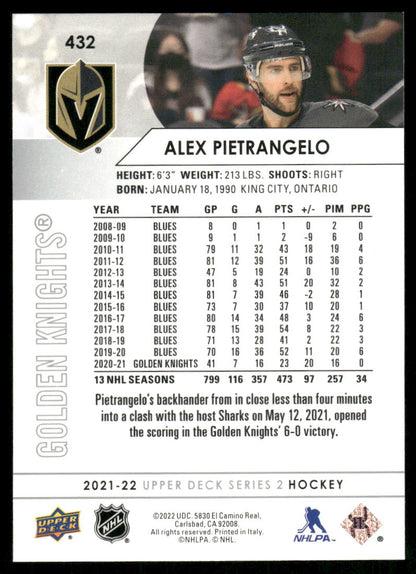 2021-22 Upper Deck #432 Alex Pietrangelo