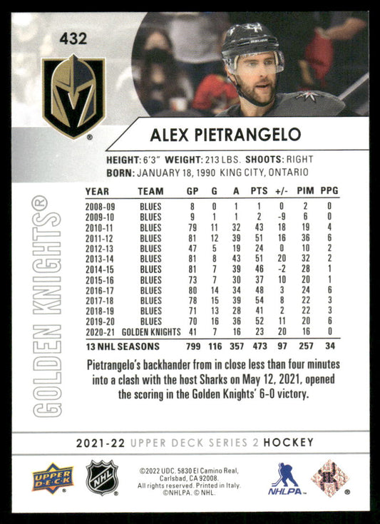 2021-22 Upper Deck #432 Alex Pietrangelo