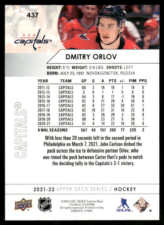 2021-22 Upper Deck #437 Dmitry Orlov