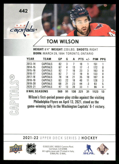 2021-22 Upper Deck #442 Tom Wilson