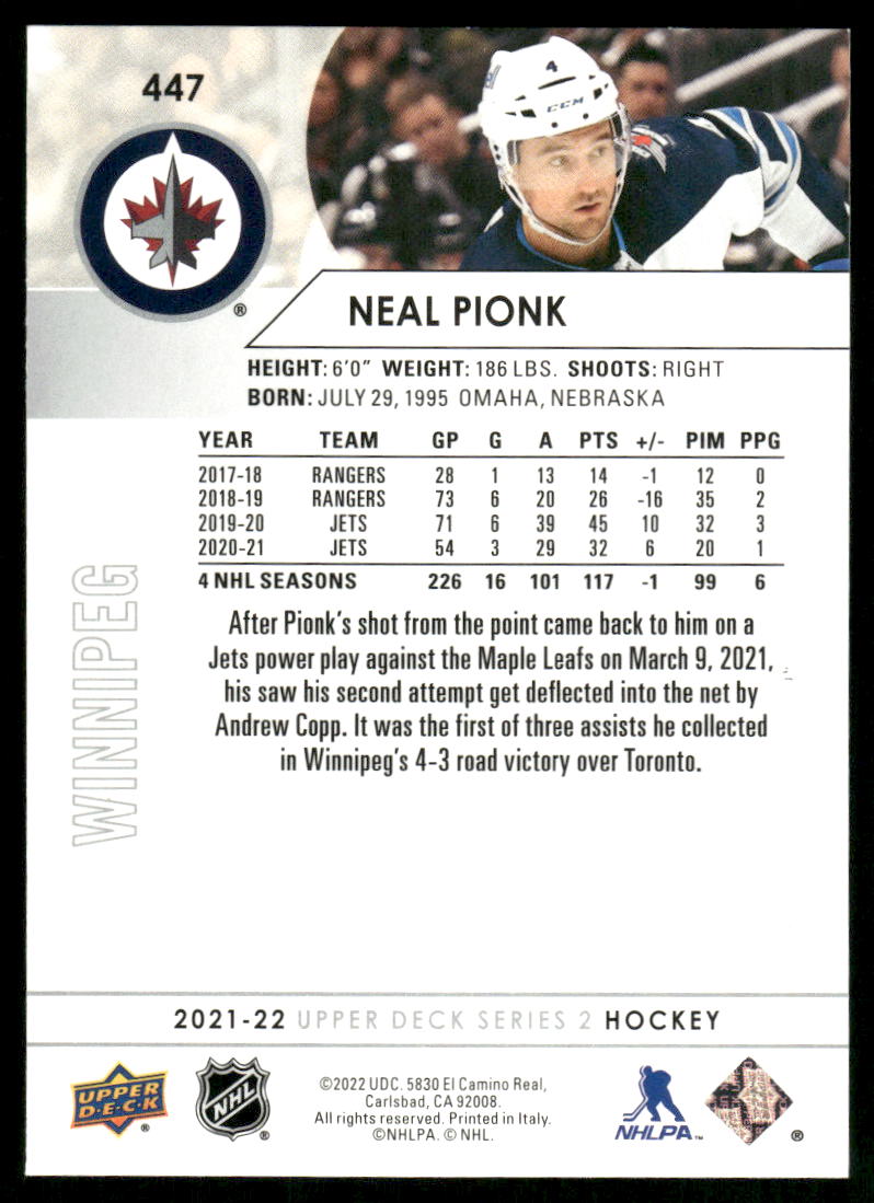2021-22 Upper Deck #447 Neal Pionk