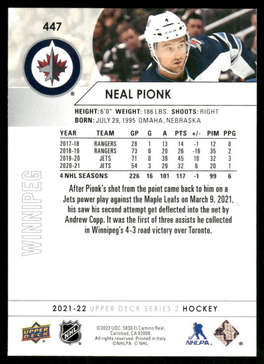2021-22 Upper Deck #447 Neal Pionk