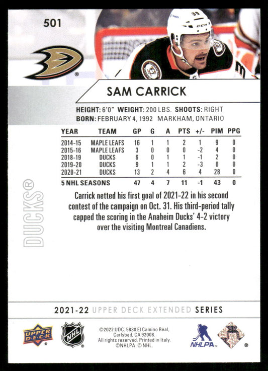 2021-22 Upper Deck #501 Sam Carrick