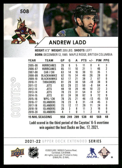 2021-22 Upper Deck #508 Andrew Ladd