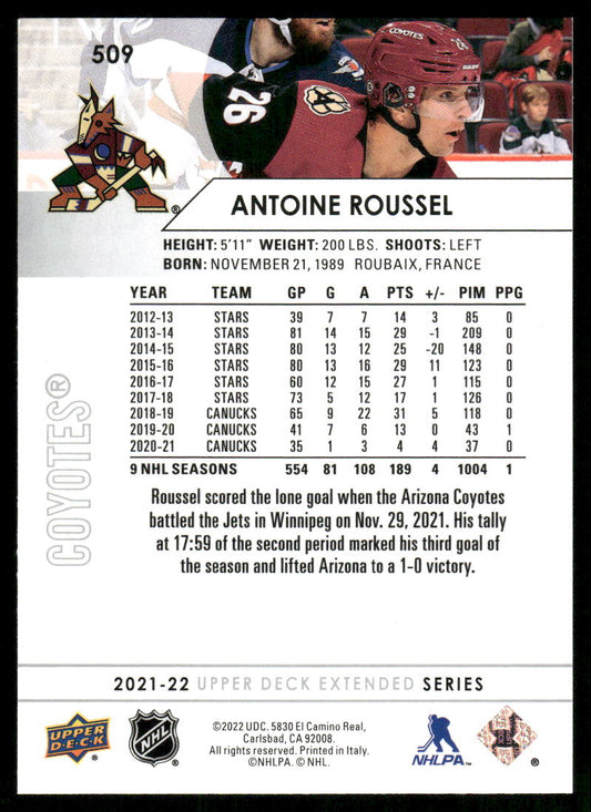2021-22 Upper Deck #509 Antoine Roussel