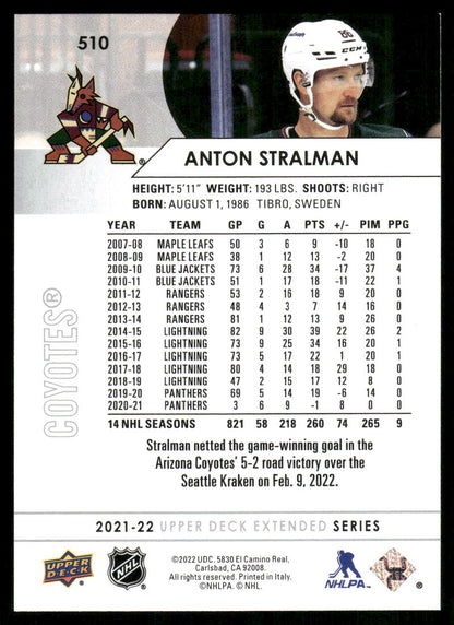 2021-22 Upper Deck #510 Anton Stralman