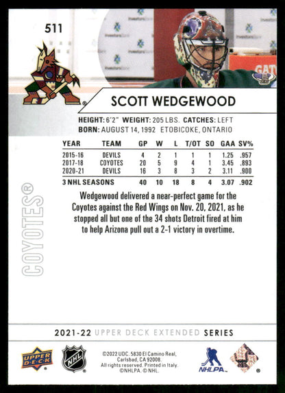 2021-22 Upper Deck #511 Scott Wedgewood