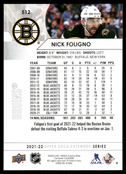 2021-22 Upper Deck #512 Nick Foligno