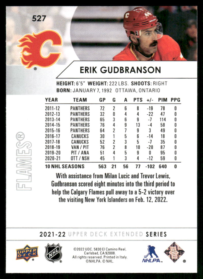 2021-22 Upper Deck #527 Erik Gudbranson