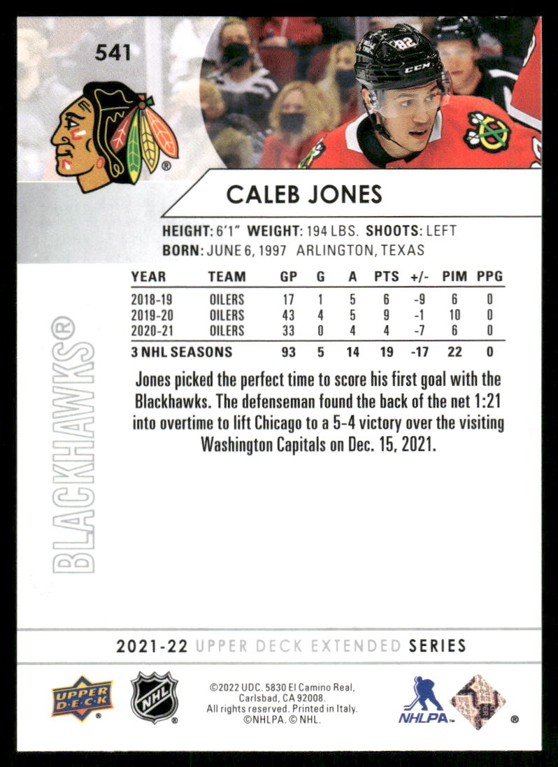 2021-22 Upper Deck #541 Caleb Jones