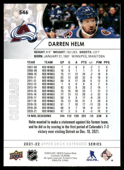 2021-22 Upper Deck #546 Darren Helm