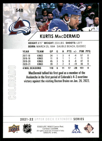 2021-22 Upper Deck #548 Kurtis MacDermid