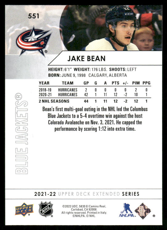 2021-22 Upper Deck #551 Jake Bean