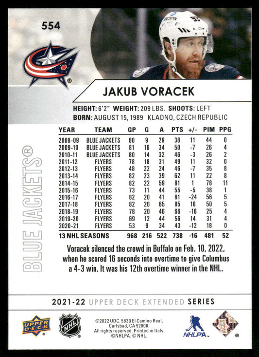 2021-22 Upper Deck #554 Jakub Voracek