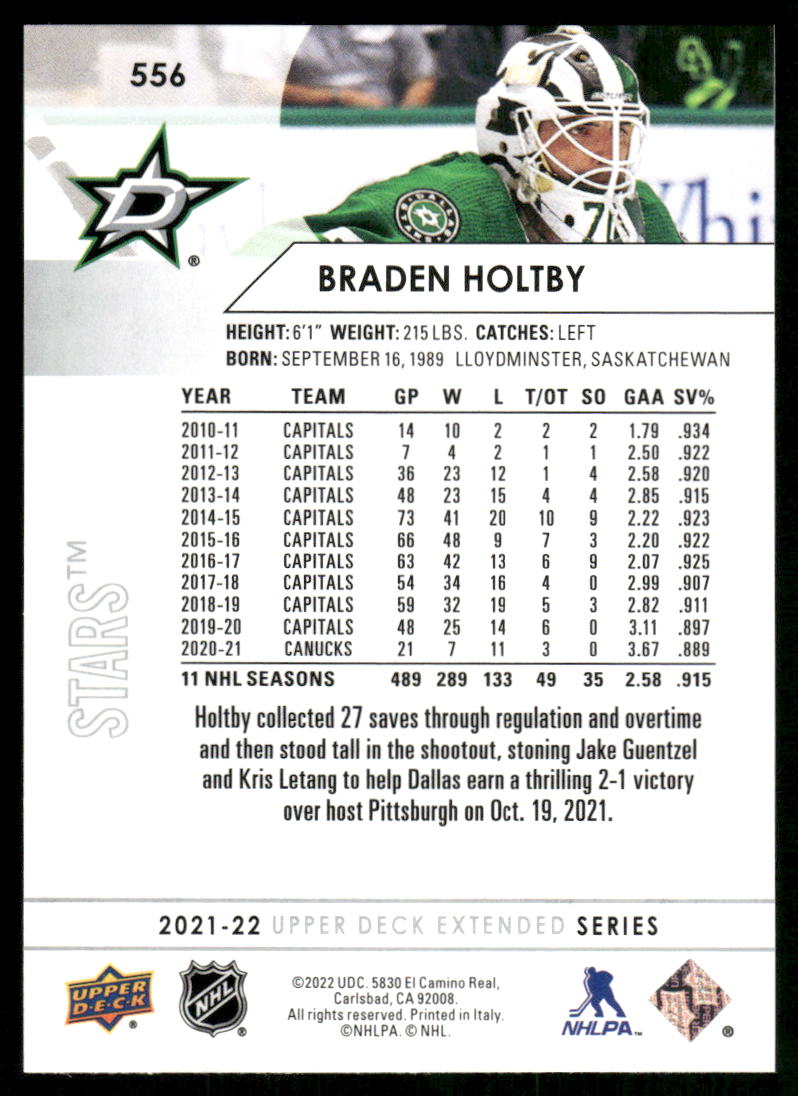 2021-22 Upper Deck #556 Braden Holtby