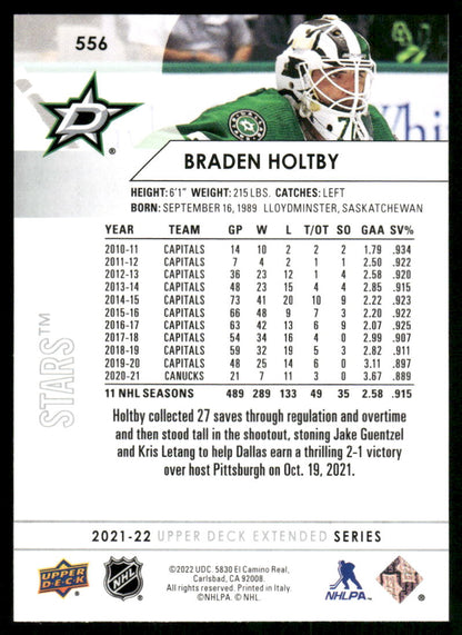 2021-22 Upper Deck #556 Braden Holtby